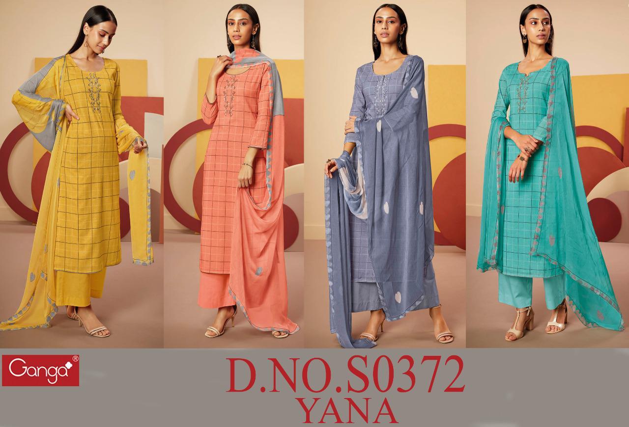 GANGA YANA Latest Fancy Designer Heavy Casual Wear Pure Cotton Print With Cotton Embroidery Linen Work Dress Material Collection